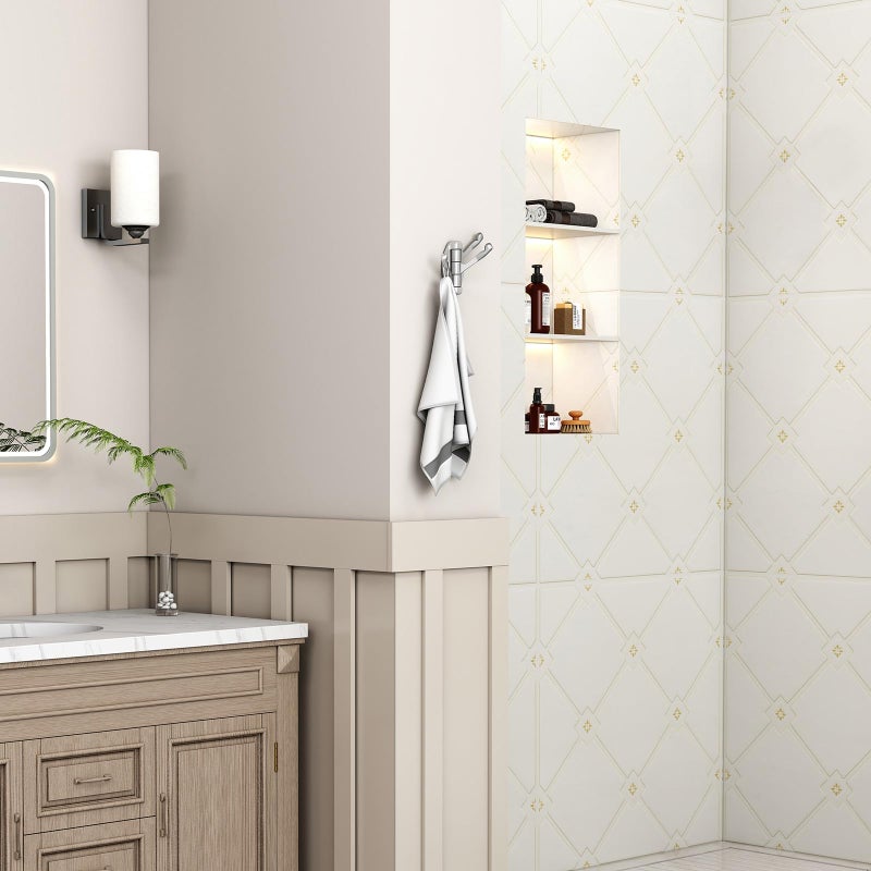 Angle Simple Bathroom Towel Hook, Metal Foldable Swivel Hook, Robe Coat Hanger for Wall, Brushed Nickel - Image 2